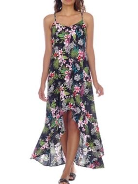 Raviya Tropical Floral Swim Cover-Up/ Flowy Maxi Dress, Size M
